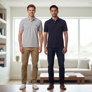 Ralph Lauren Polo Shirt - Light Gray and Dark Blue